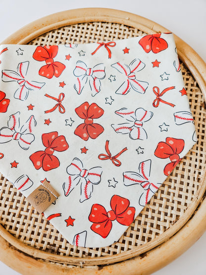 Baseball Bows Pup Bandana
