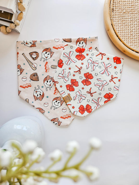 Baseball Bows Pup Bandana