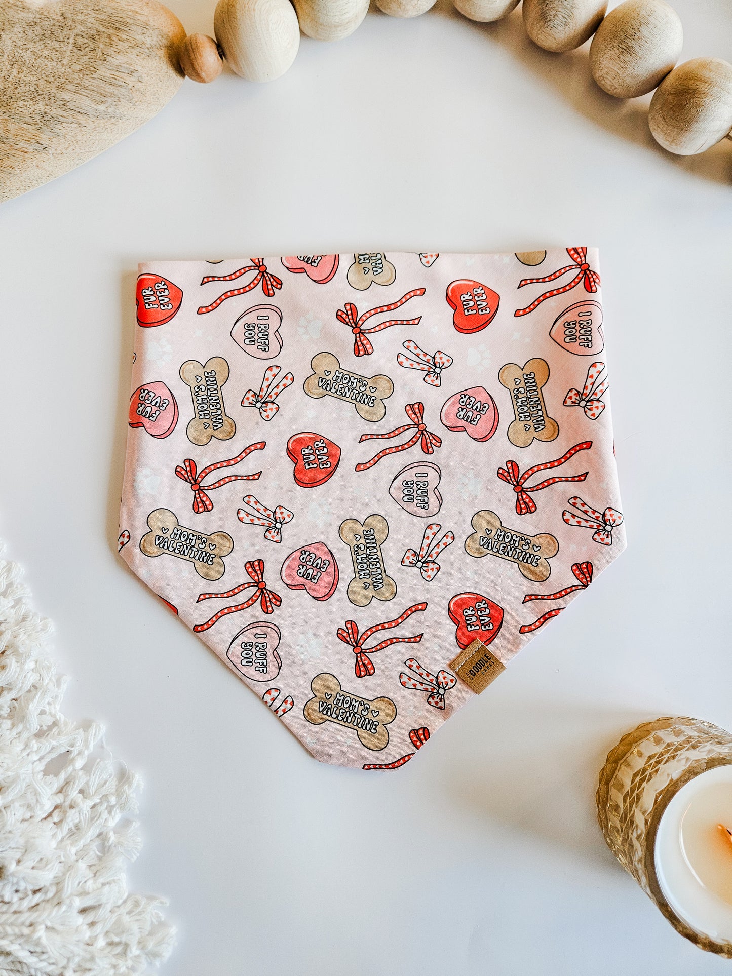 Pink Moms Valentine Pup Bandana