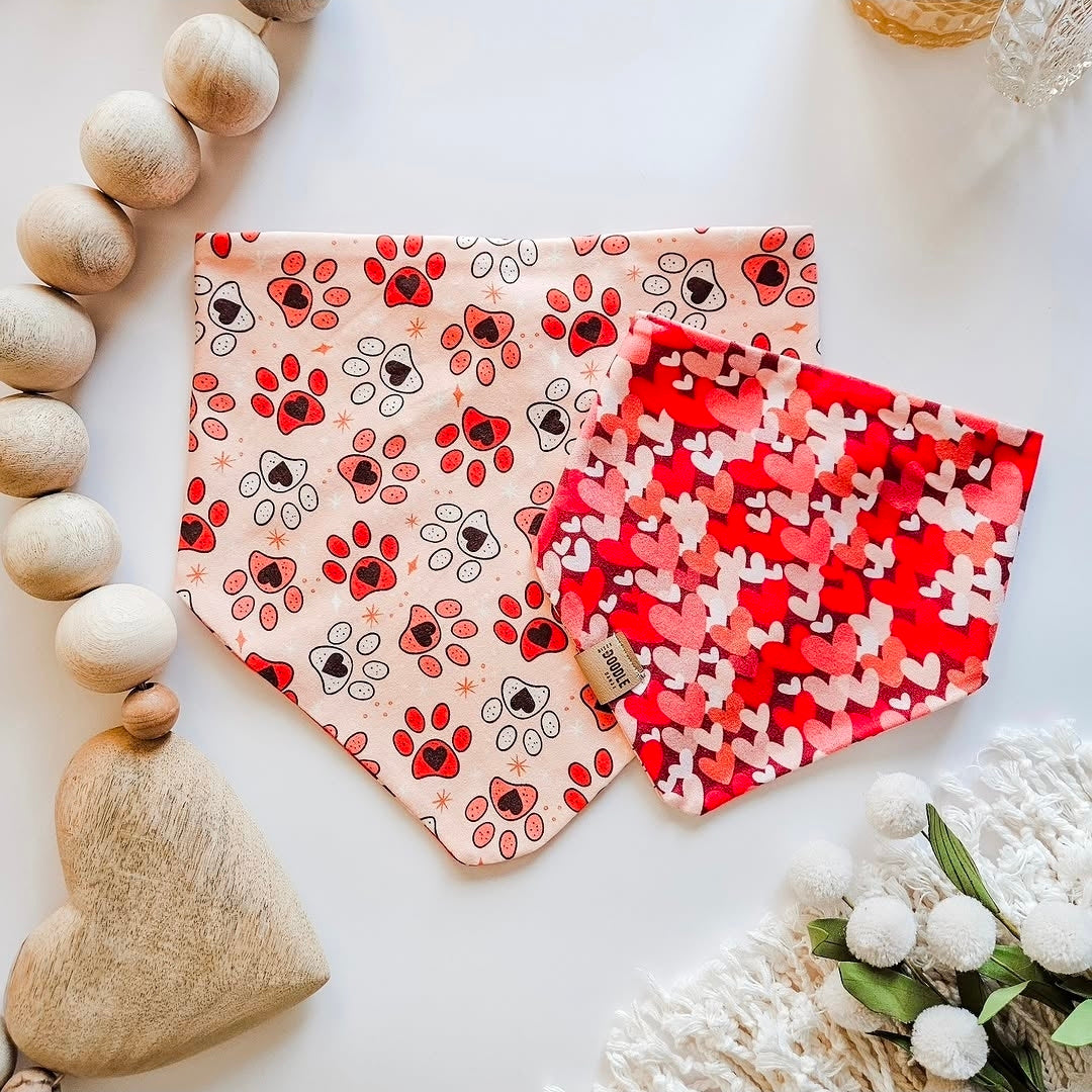 Paw Print Hearts Pup Bandana