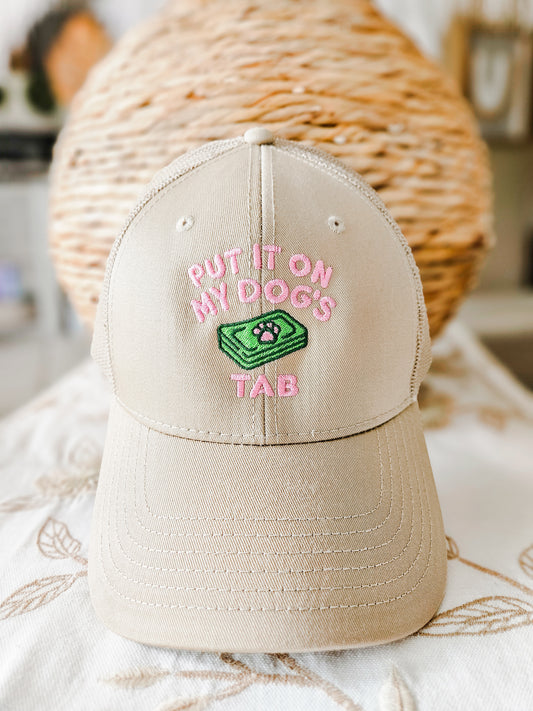 Put It On My Dogs Tab Embroidered Trucker Hat